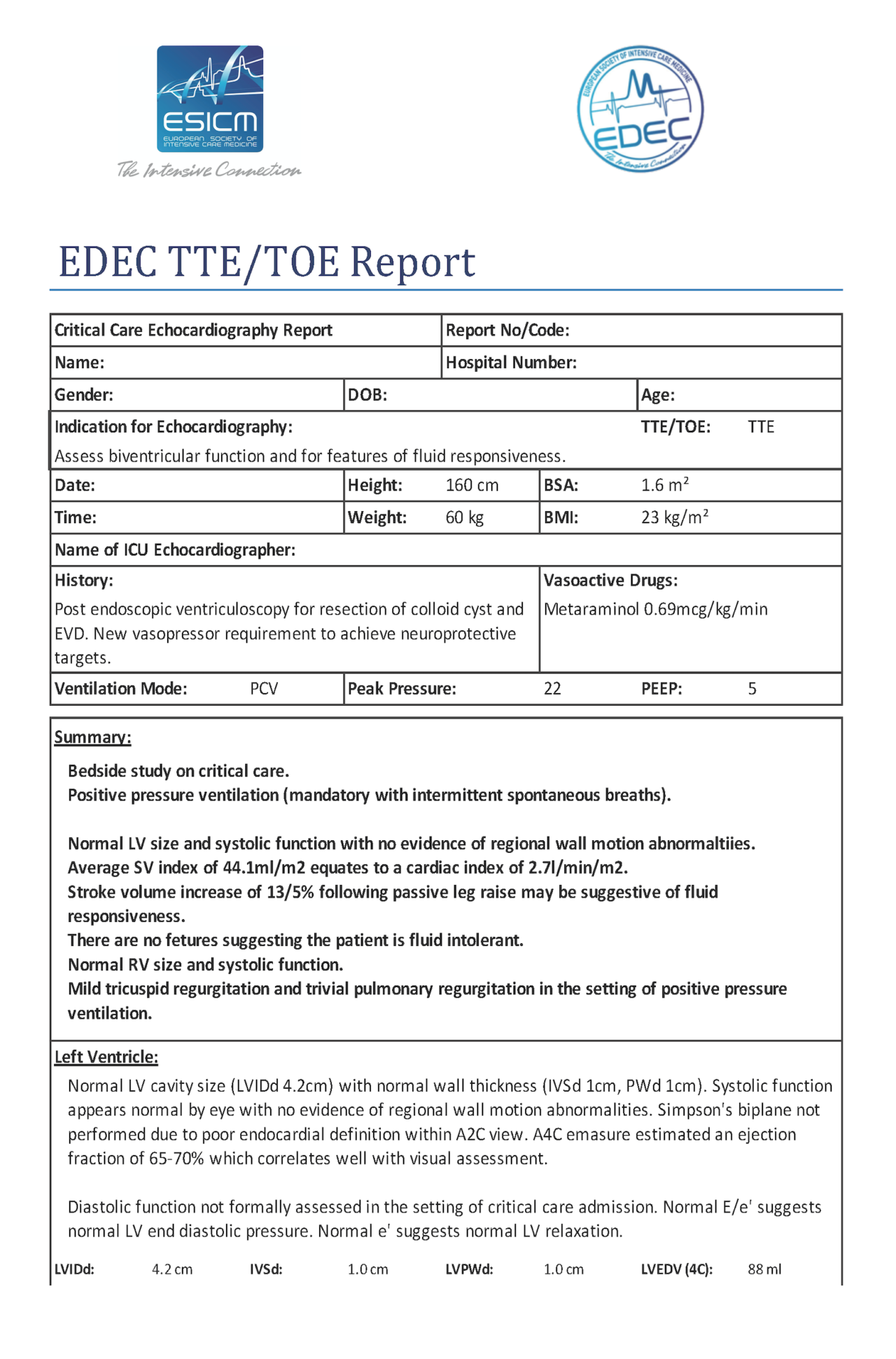 Echo Reporting Tool Ultrasound for the Generalist